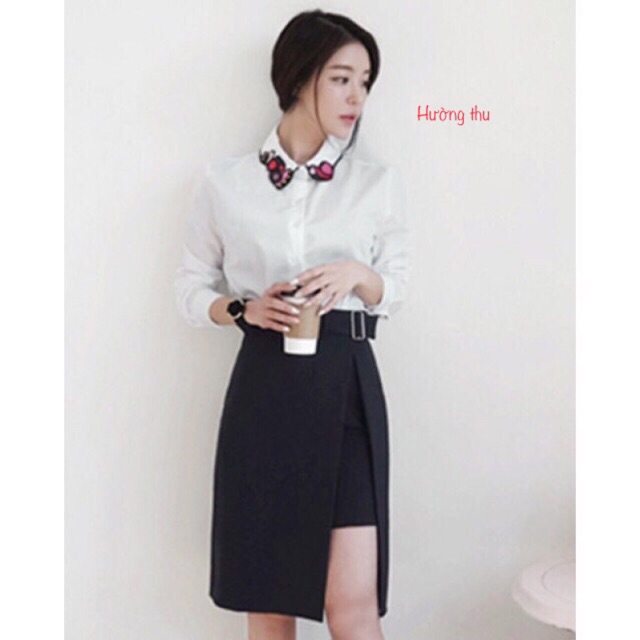 Chân Váy Chữ A Chân Váy Trên Gối Xẻ Đùi Phối Đai Vuông | BigBuy360 - bigbuy360.vn