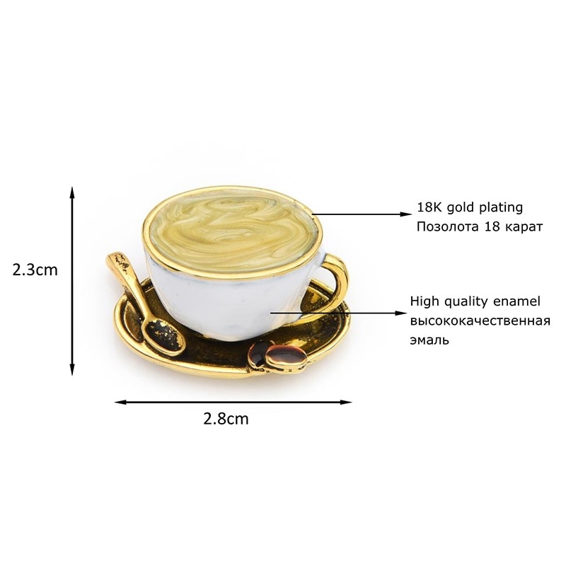 Trâm Cài Áo Kim Loại Hình Tách Cà Phê Cổ Điển