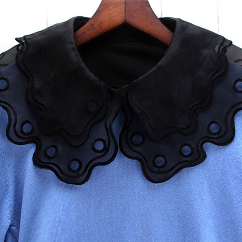 Cổ Áo Sơ Mi Giả Phối Ren Màu Trắng / Đen Thời Trang Cho Nữ