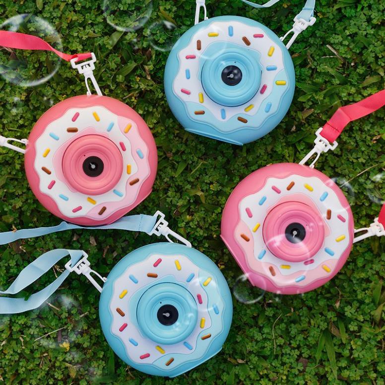 Máy chụp ảnh bắn bong bóng hình bánh donut siêu dễ thương tặng kèm pin