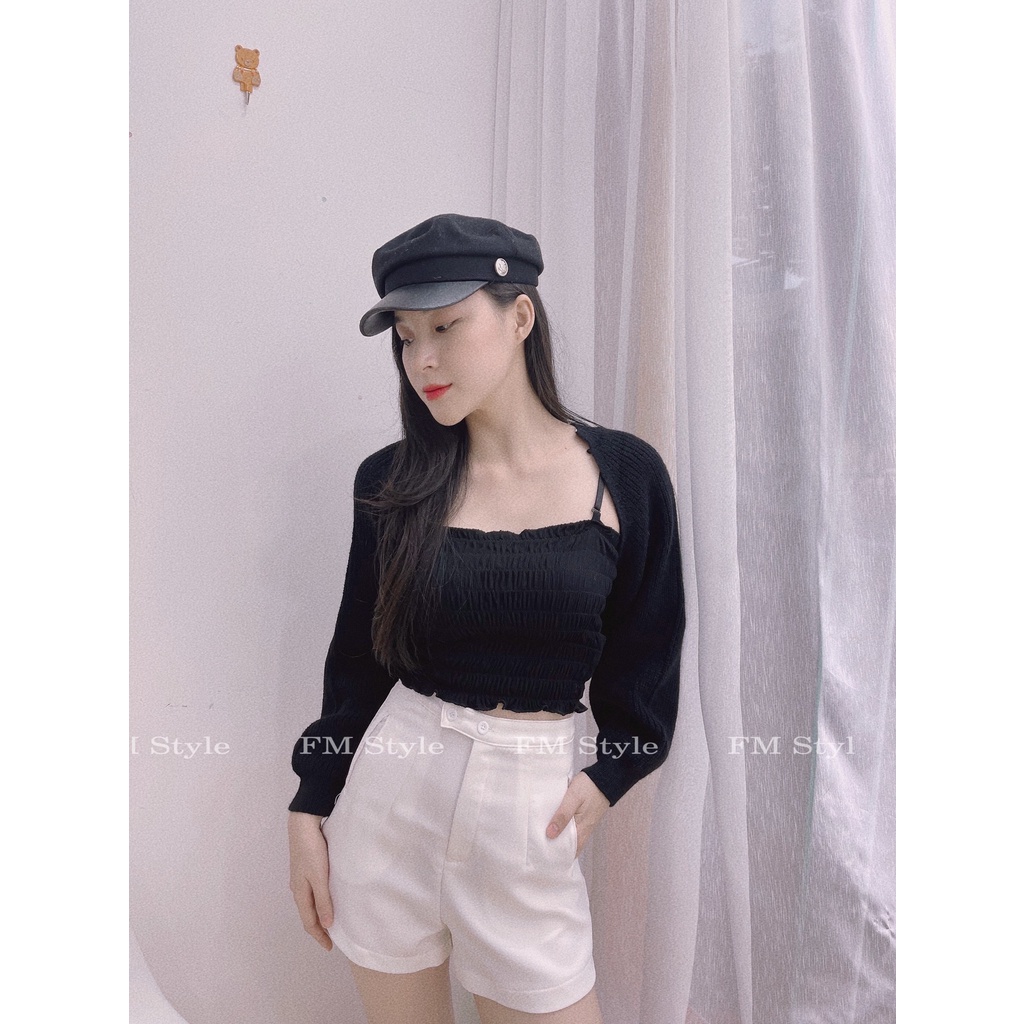 Áo khoác nữ croptop FM Style cardigan dáng ngắn tay bồng thời trang hàn quốc siêu xinh 211006080 | BigBuy360 - bigbuy360.vn