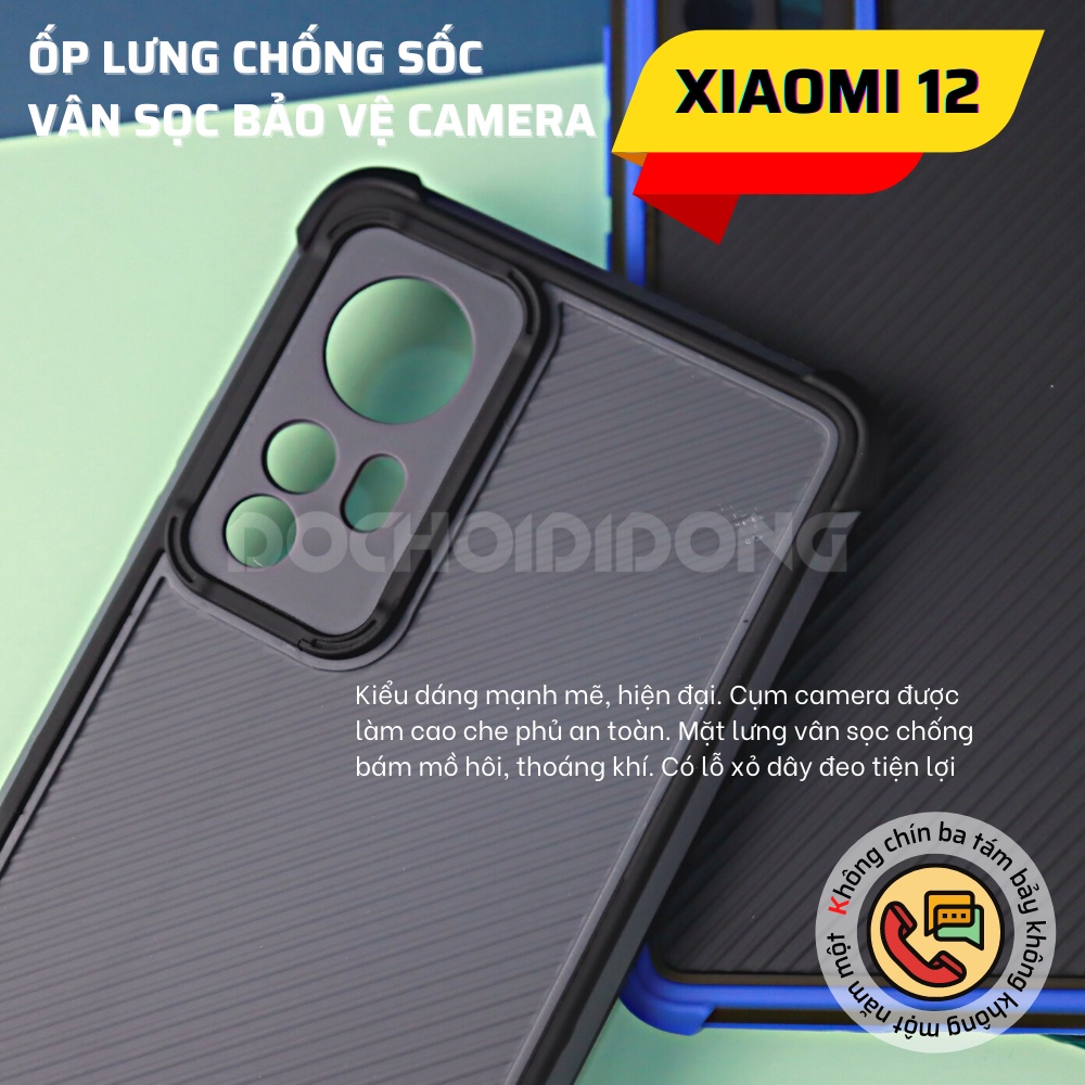 Ốp lưng Xiaomi Mi 12/ Mi 12x vân sọc bảo vệ camera