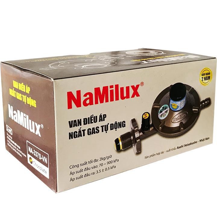 Bộ van điều áp ngắt gas tự động Namilux và 1,5m dây gas 3 lớp màu cam