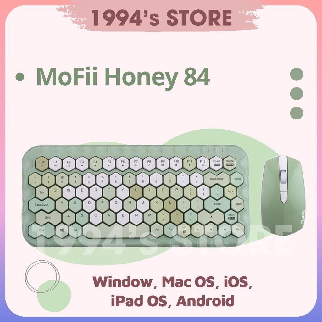 Bộ bàn phím giả cơ và chuột không dây MoFii Honey - Gõ cực êm không ồn - Tương thích máy tính bàn PC, Laptop, Tivi,....