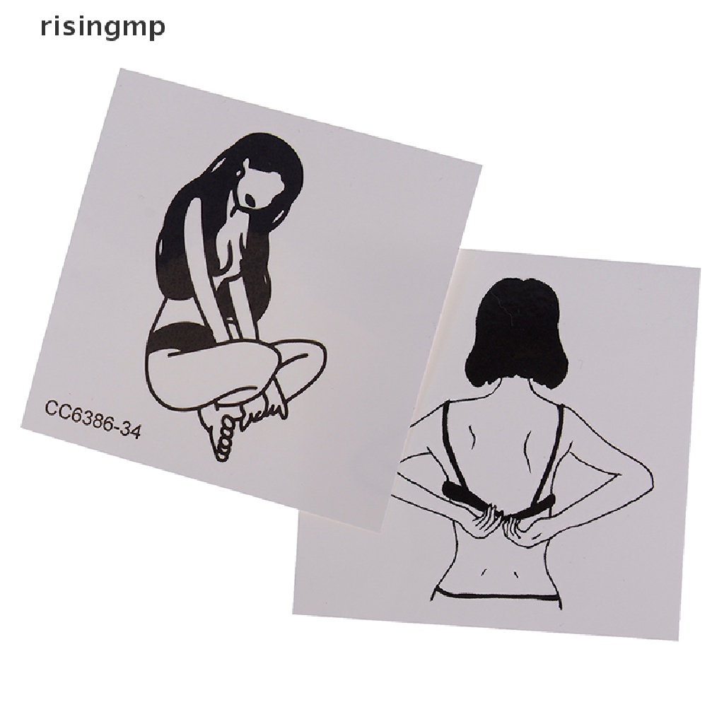 Set 5 Tấm Hình Xăm Dán Họa Tiết Trắng Đen Phong Cách Vintage ♨Nóng Bỏng