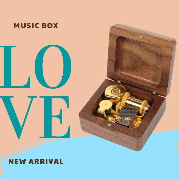 Hộp Âm Nhạc Sankyo bằng gỗ mạ vàng dây cót nhiều bài hát