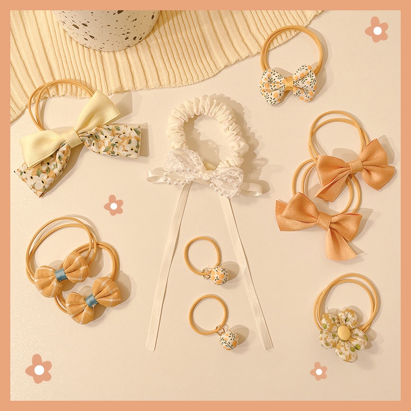 Set 10-12 Dây Buộc Tóc Cao Su Nhiều Màu Sắc Phong Cách Hàn Quốc Cho Bé Gái