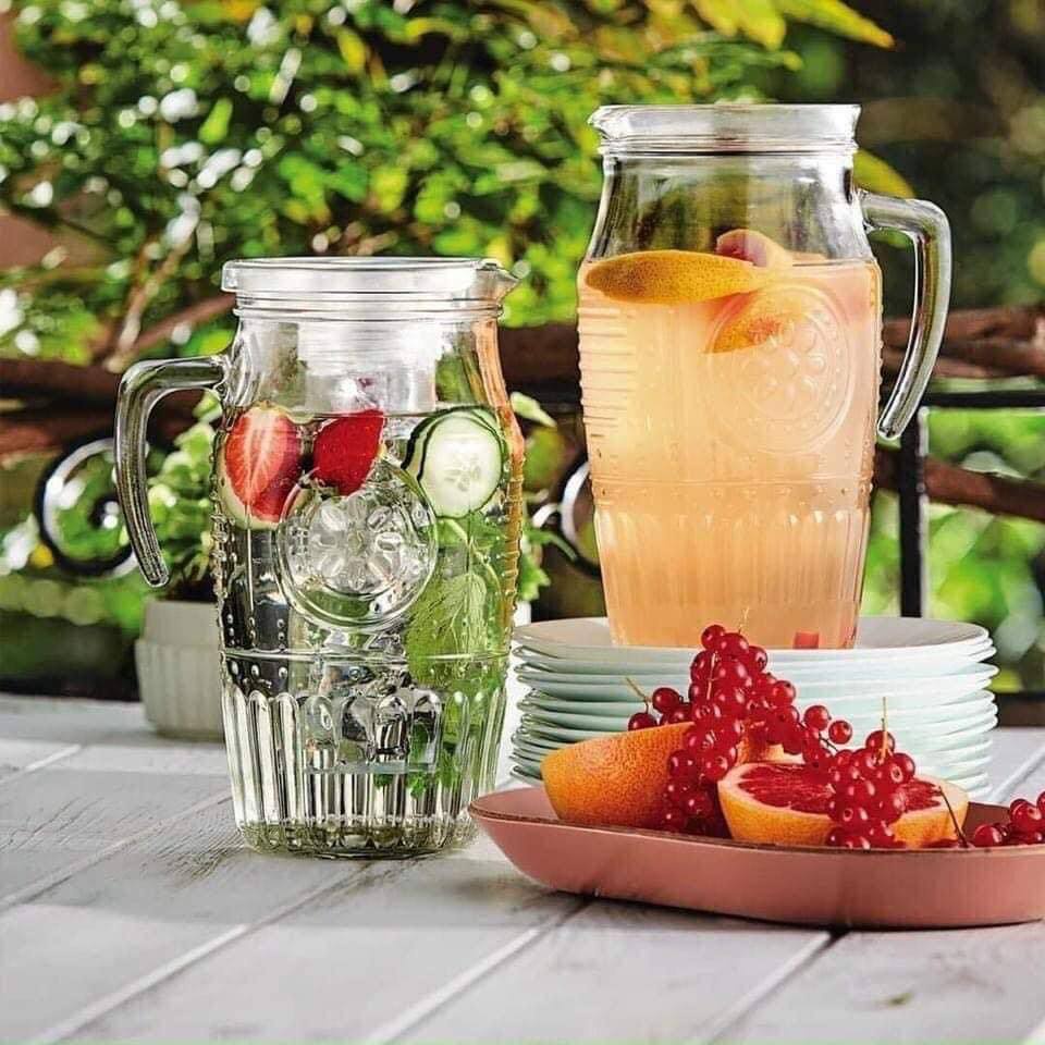 Bình Detox/ Bình nước thủy tinh Bormioli Rocco có lõi đựng đá - Made in Italia