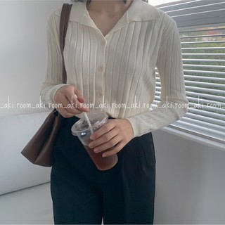 Áo len đũa to cài cúc cổ bẻ chất mỏng mịn