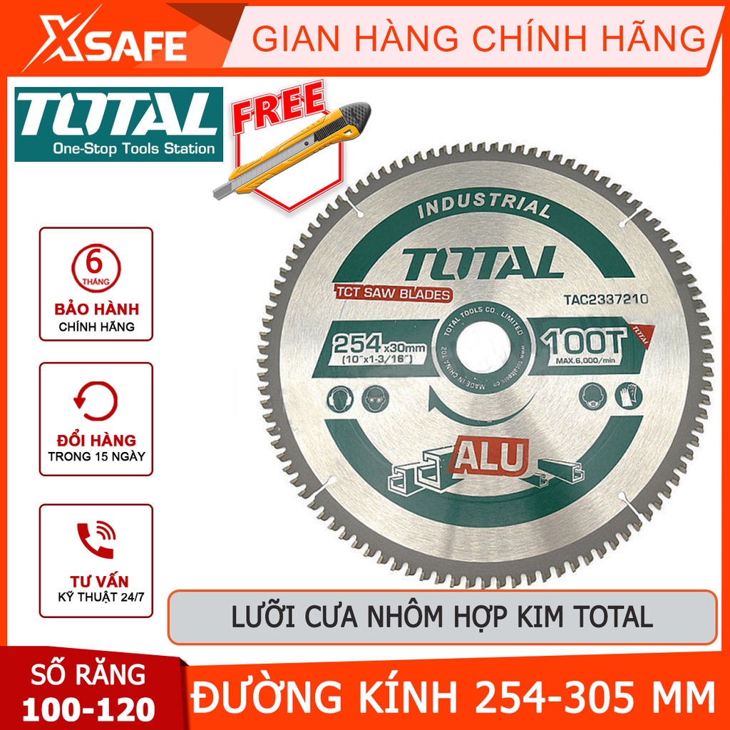 Lưỡi cưa nhôm TOTAL | Lưỡi cưa nhôm hợp kim TCT, Số răng: 100-120 Kiểu răng cưa: TCT, dùng để để cắt/cưa gỗ linh hoạt