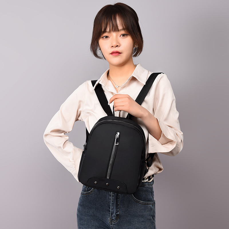 waterproof backpack canvas fabric backpack Female travel bag fashion mini backpack Women's backpack backpack to go to school Korean backpack black anti-theft backpack