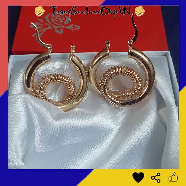 Bông tai nữ kiểu ống tròn lò xo mạ vàng phong cách Hàn Quốc độc, lạ, dễ thương, dễ phối đồ