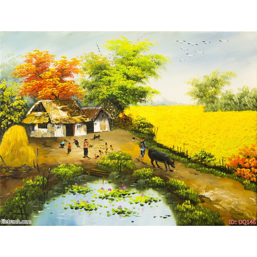 TRANH DÁN TƯỜNG 3D ĐỒNG QUÊ NHIỀU MẪU,TRANH LÀNG QUÊ DÁN TƯỜNG