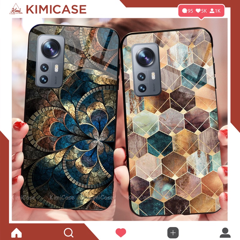 Ốp XIAOMI Mi 12T, Mi 12T Pro, MI 12, MI 12 PRO, Mi 12 Lite lưng kính cường lực bộ hoa lá
