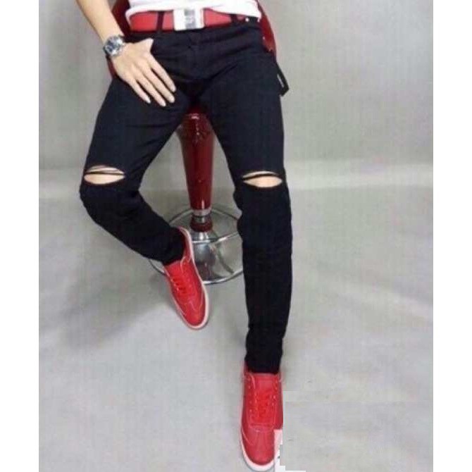 Quần jean nam rách gối size 28 đến 37 chất jean giãn, số 330