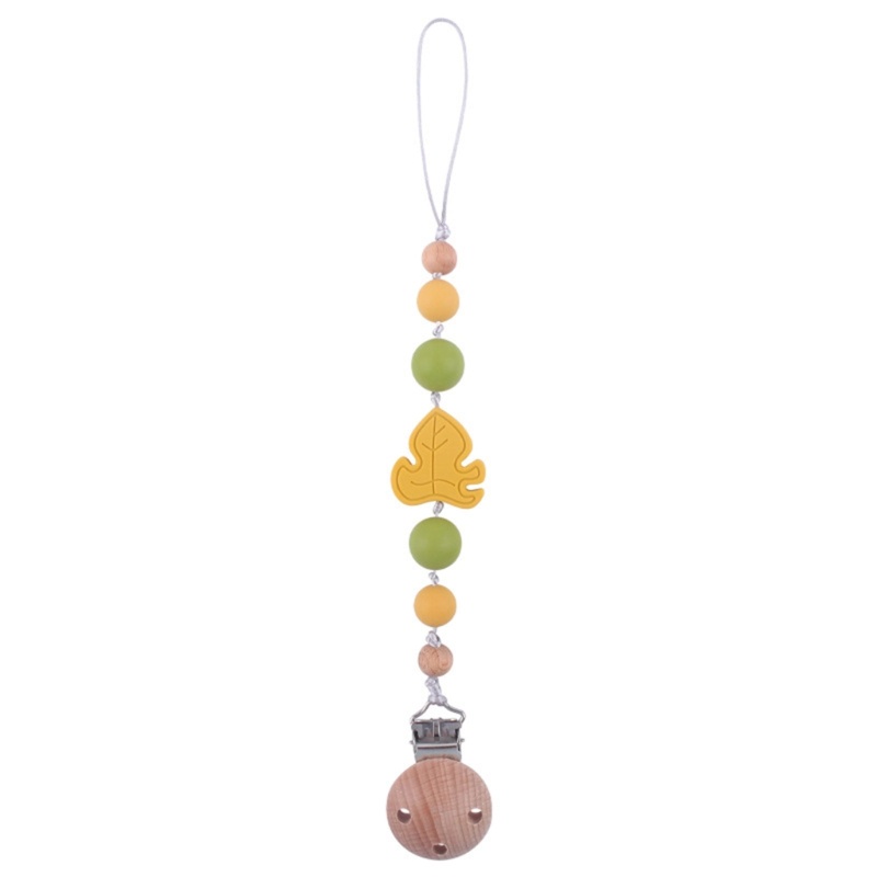 Giá Đỡ Núm Ti Giả Dạng Chuỗi Hạt Hình Chiếc Lá Bằng Sồi Dành Cho Bé Sơ Sinh