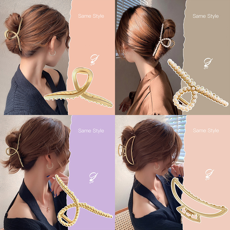 Kẹp tóc màu vàng đính ngọc trai giả thời trang sang trọng phong cách hàn quốc cho nữ