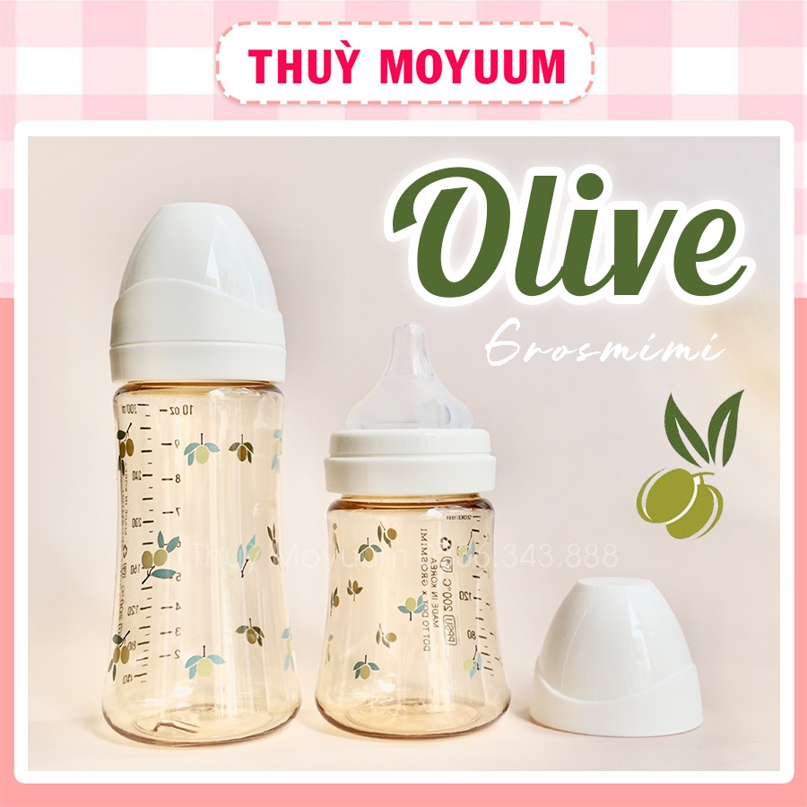 Bình sữa Grosmimi Olive 200ml/300ml Hàn quốc (tách set)