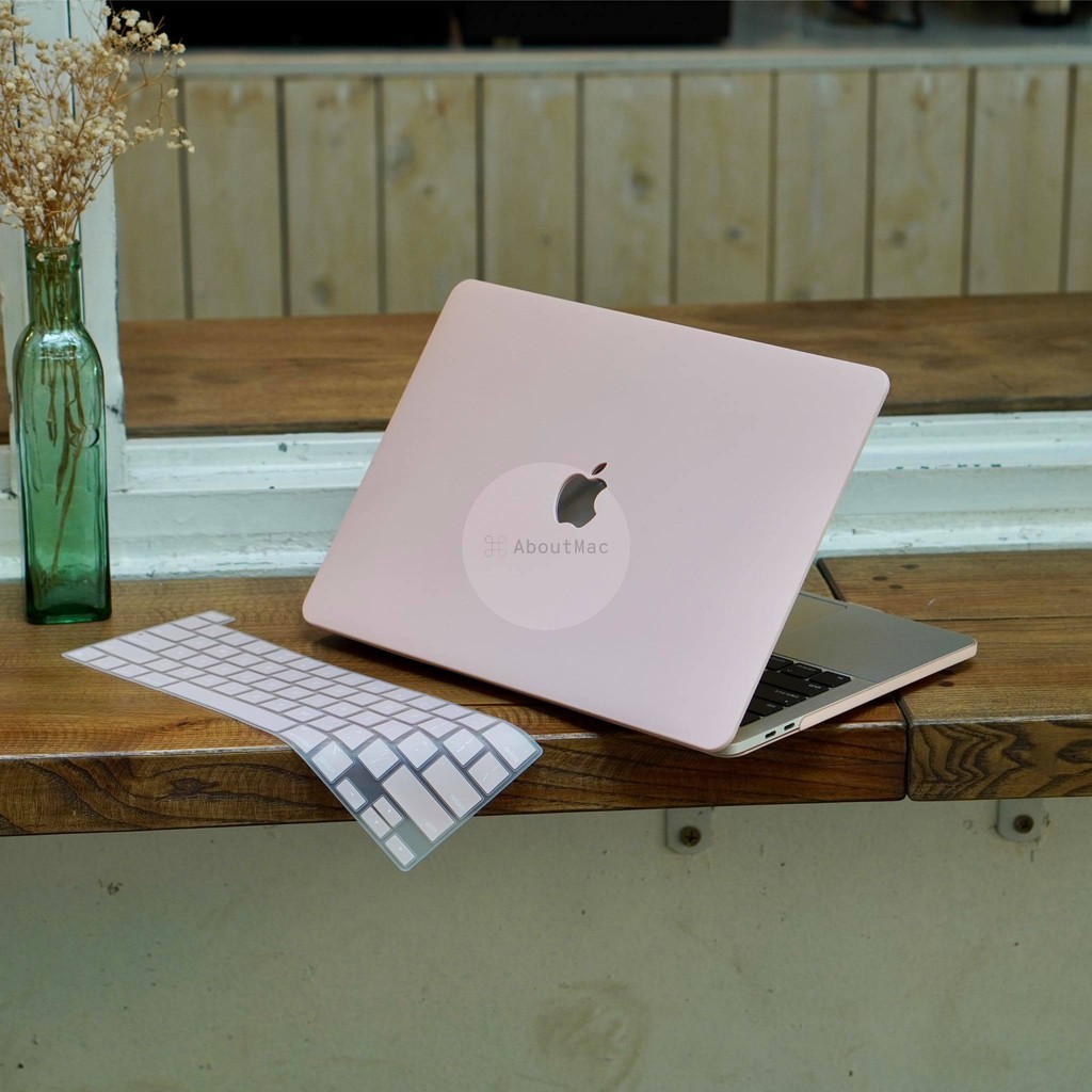 COMBO Case ,Ốp + Phủ Phím Macbook Hồng Pastel (Tặng Kèm Nút Chống Bụi + Bộ kẹp chống gãy sạc)