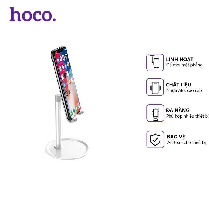 Giá đỡ điện thoại để bàn hợp kim nhôm cao cấp Hoco PH15, sử dụng đa năng tiện dụng, phụ kiện tương tích nhiều thiết bị | BigBuy360 - bigbuy360.vn