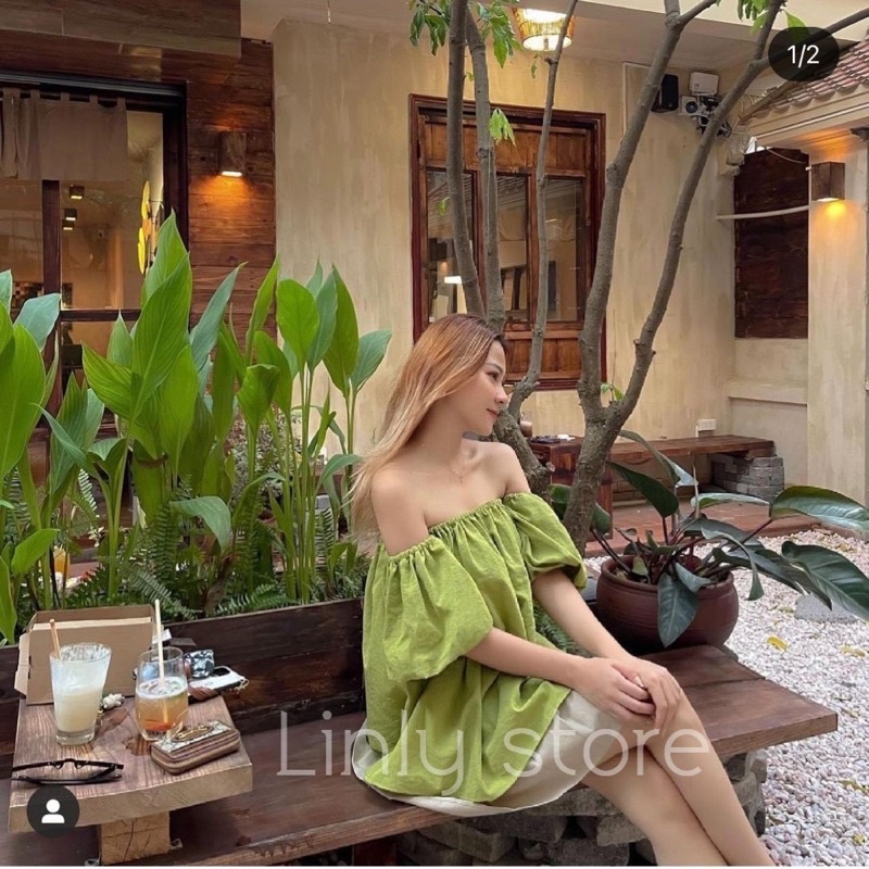 Áo Trễ Vai Tay Phồng Ngắn Tay Dáng Rộng Babydoll Xinh Chất Đẹp Mịn Kiểu Dáng Ulzzang Hàn Quốc