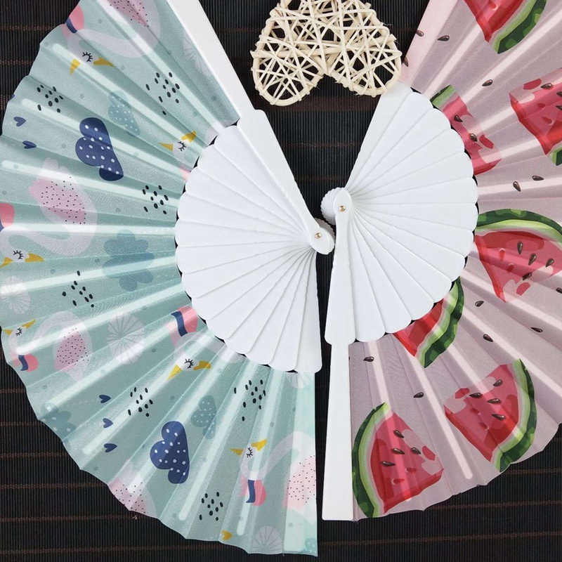 Quạt Xếp Cầm Tay Mini Họa Tiết Hoạt Hình Nàng Tiên Cá/Dưa Hấu Dễ Thương