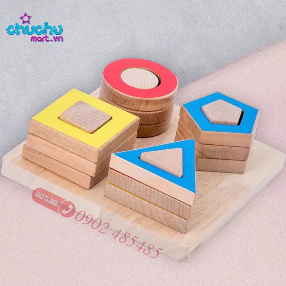 Bảng học cụ Montessori Bảng ghép nhận diện hình học