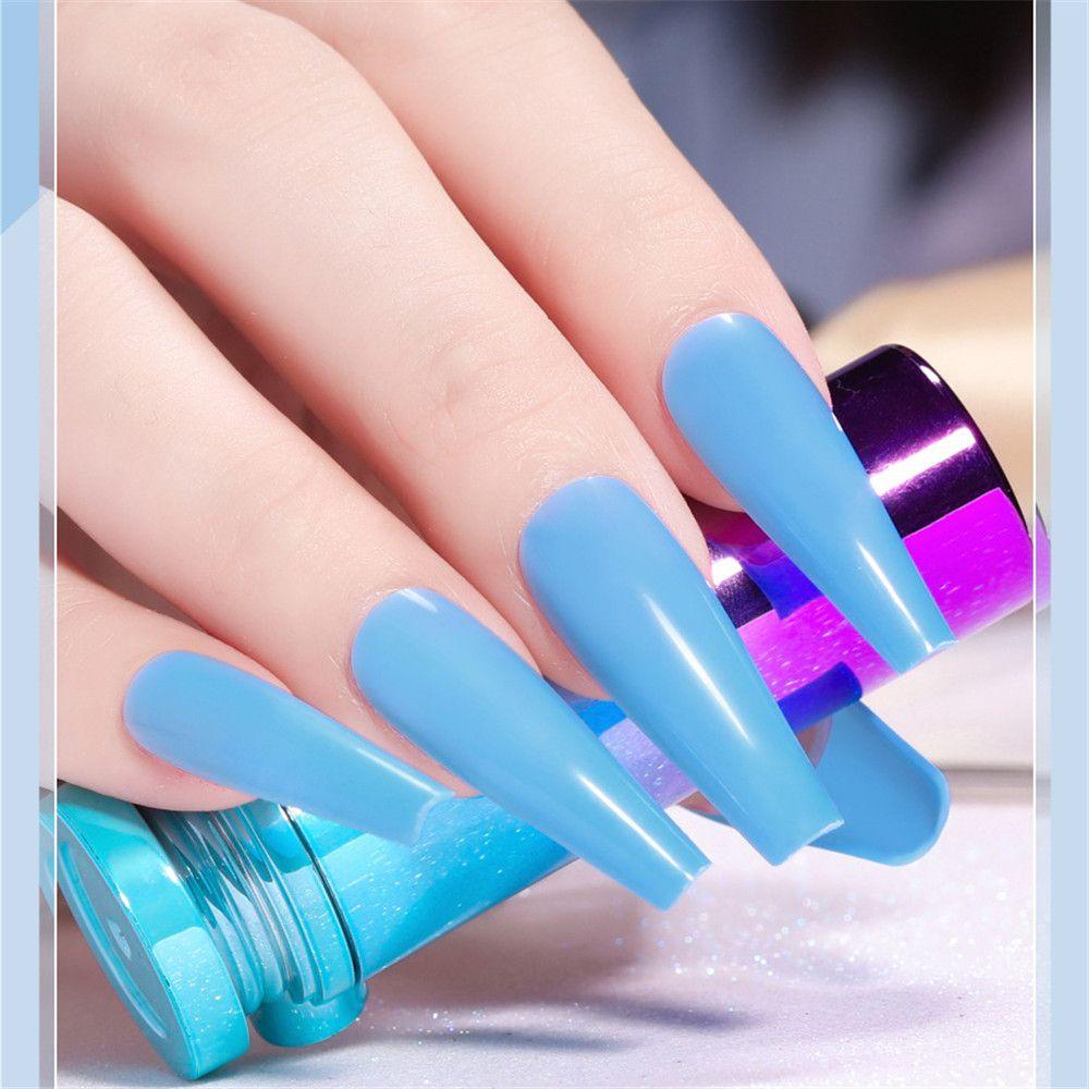 Set 24 Móng Tay Giả Dạ Quang Màu Trơn Thời Trang