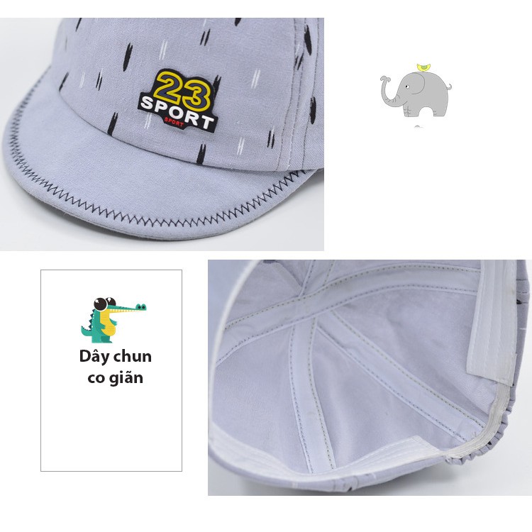 Mũ vải cotton tai thỏ cho bé trai bé gái (Nón vải, mũ nón cho bé sơ sinh) Mũ 23 sport TTS205