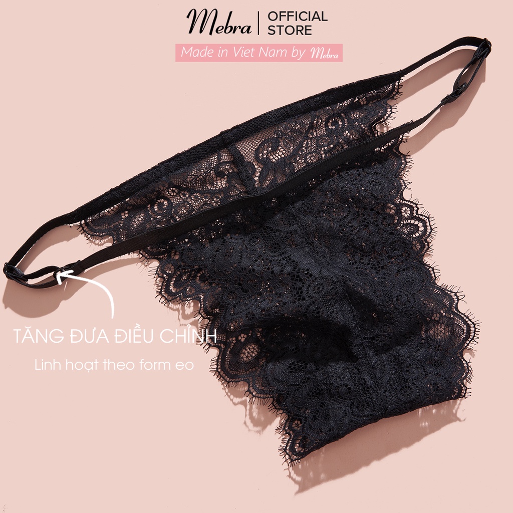 Bộ đồ lót bralette ren mí đen hàn không gọng mút mỏng có tăng đơ 4 chiều sexy gợi cảm cao cấp Mebra A020+Q014C