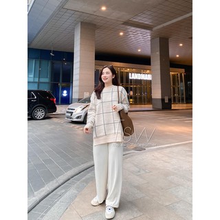 Áo len kẻ ô oversize Miss Sumey