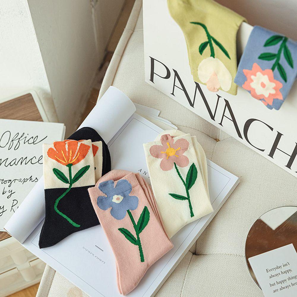 Vớ Nữ Họa Tiết Hoa Tulip Phong Cách Hàn Quốc Dễ Thương