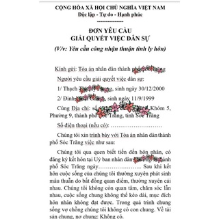 Hồ sơ thuận tình ly hôn (5 bộ)
