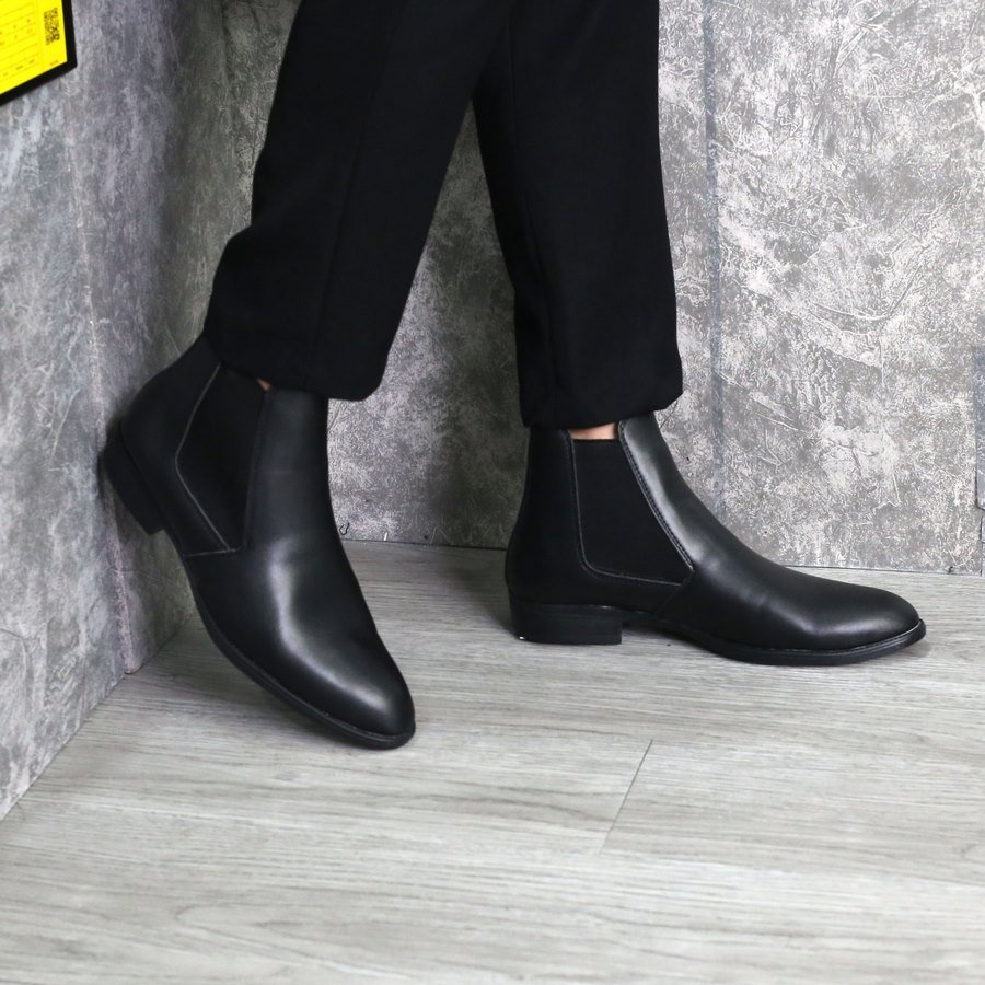 Giày da chelsea boots Inichi GI1071 da lì chống gãy, có may đế