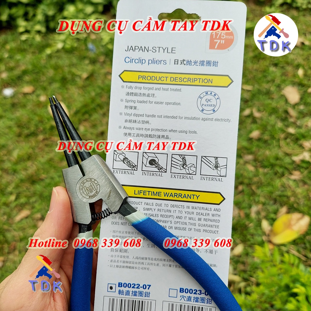 Kìm mở phe ngoài mũi thẳng 7&quot;/175mm B0022-07 chính hãng CMART