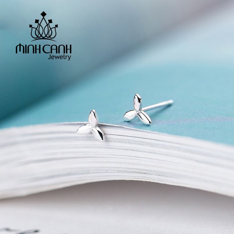 Bông Tai Bạc 3 Lá Trơn Mini - Minh Canh Jewelry