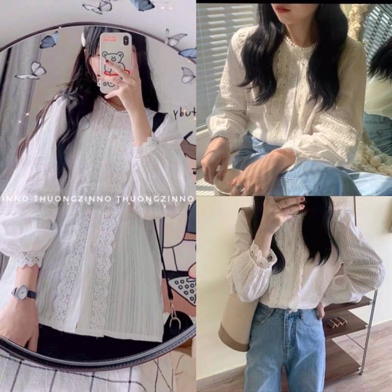 Áo babydoll trắng bèo ren sang chảnh (ảnh thật shop chụp kèm video cận chất)