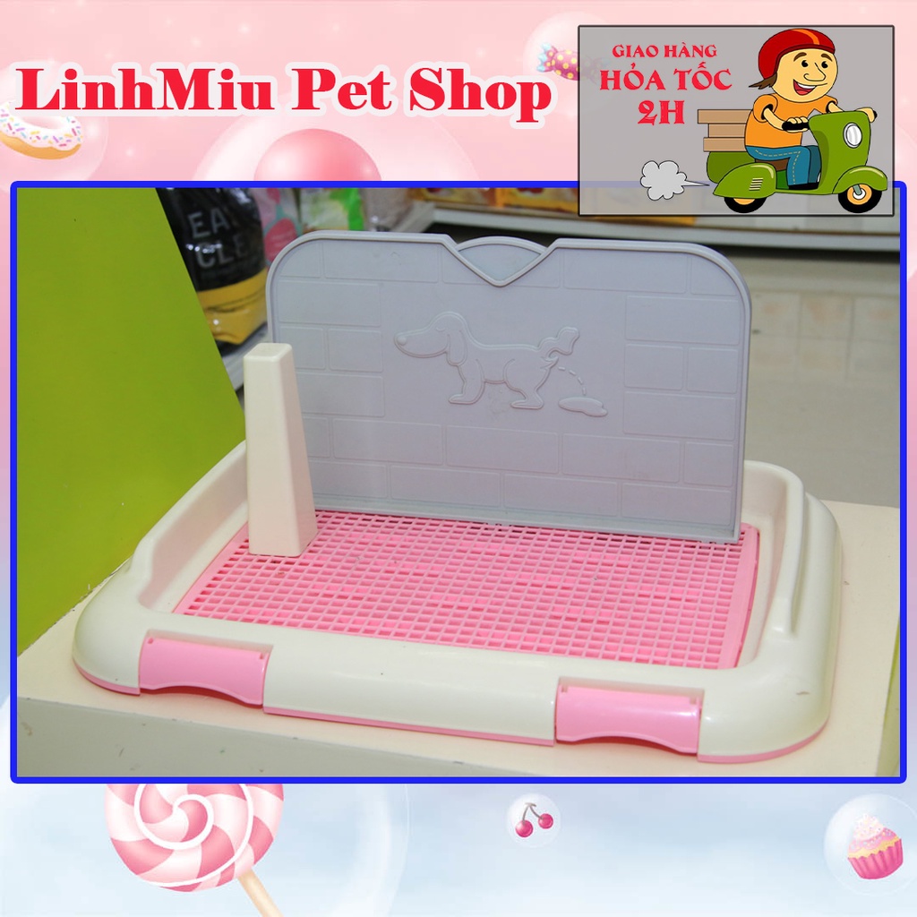 Khay Vệ Sinh Khay Đi Vệ Sinh Đúng Chỗ Có Cọc Và Tường Chắn Cho Chó Mèo Size Nhỏ