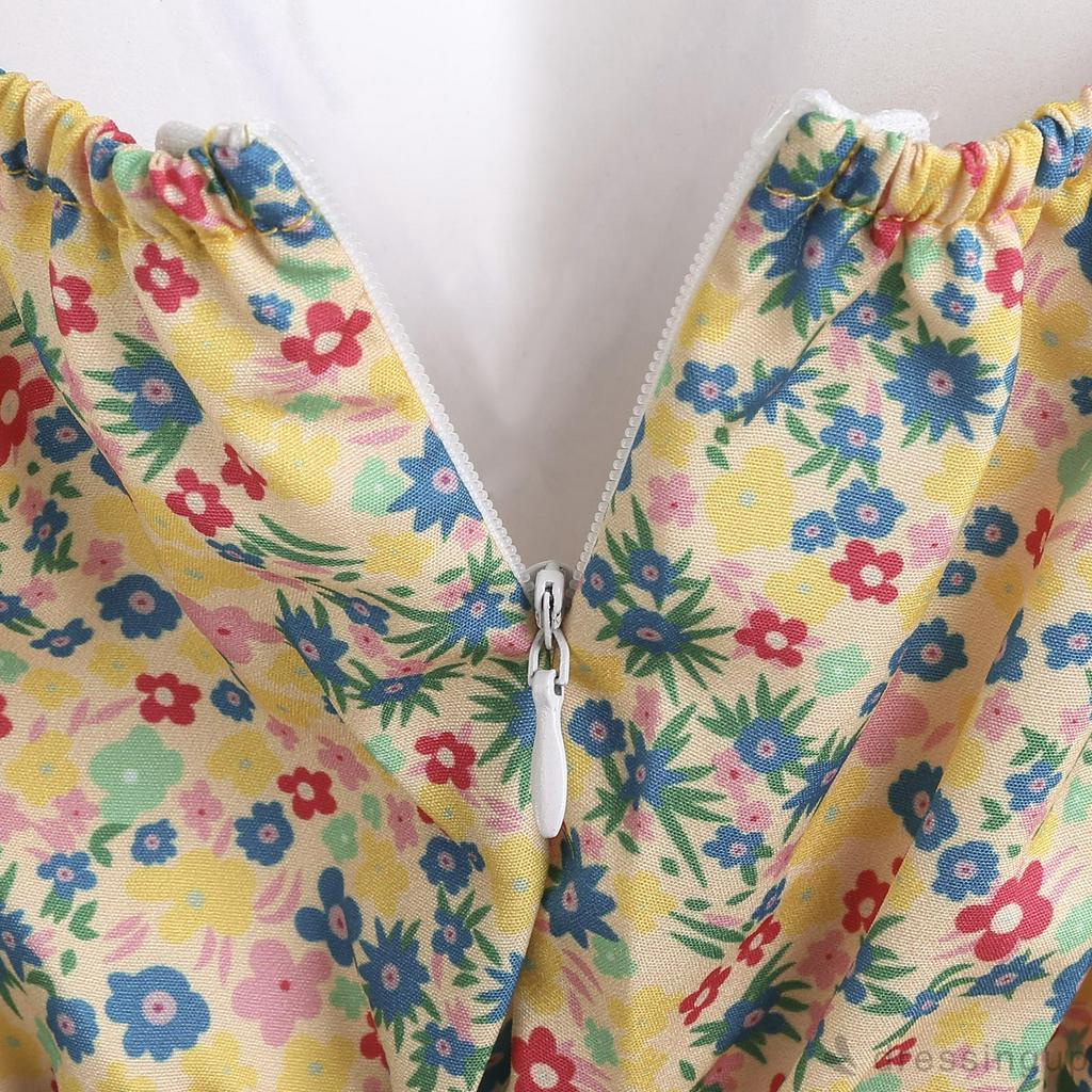 Đầm Tay Ngắn Họa Tiết Hoa Thời Trang Cho Nữ