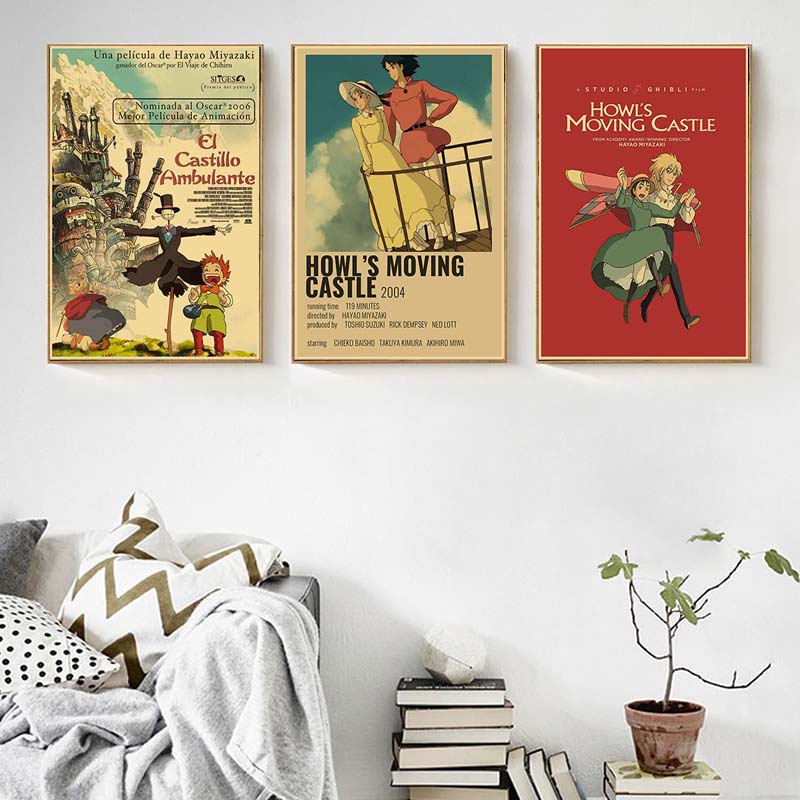 Poster Phim Hoạt Hình Miyazaki Hayao Phong Cách Retro