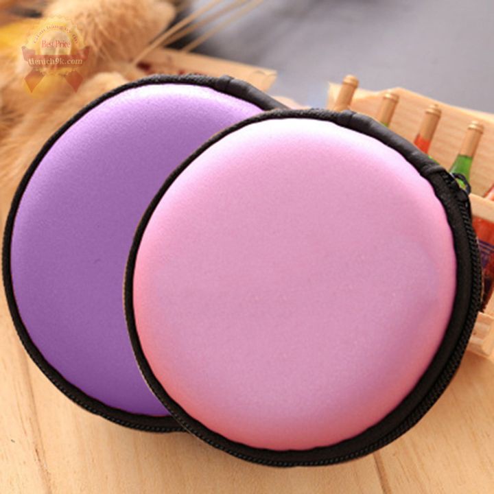 Hộp đựng tai nghe tròn để dây cáp sạc trơn đa năng 8x8cm