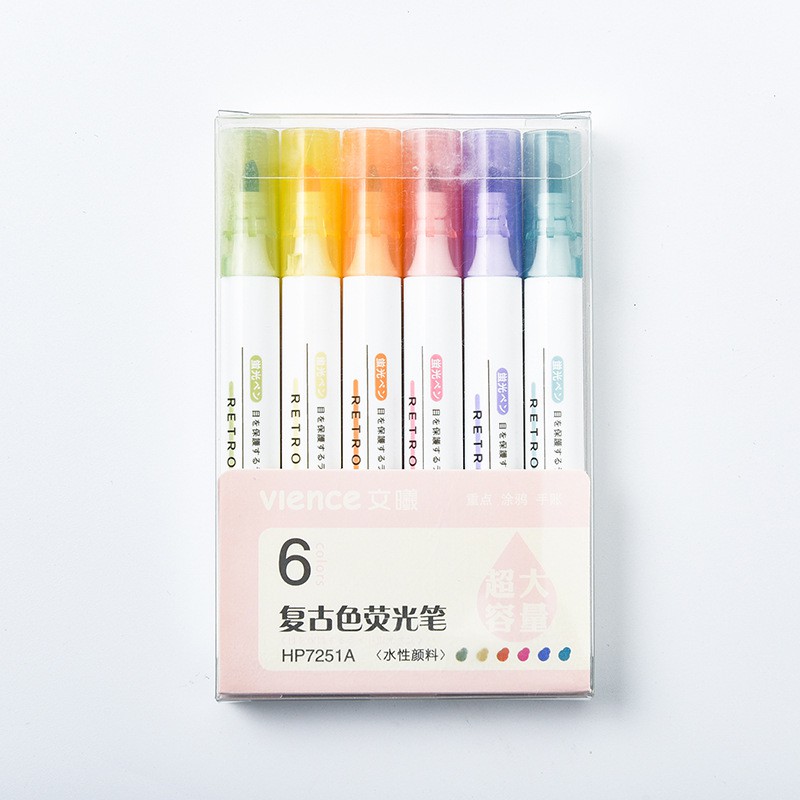 Bộ 6 bút dạ quang 6 màu highlight pastel , bút đánh dấu 2 đầu nhớ dòng cute sáng tạo nhiều màu marker 12 mẫu