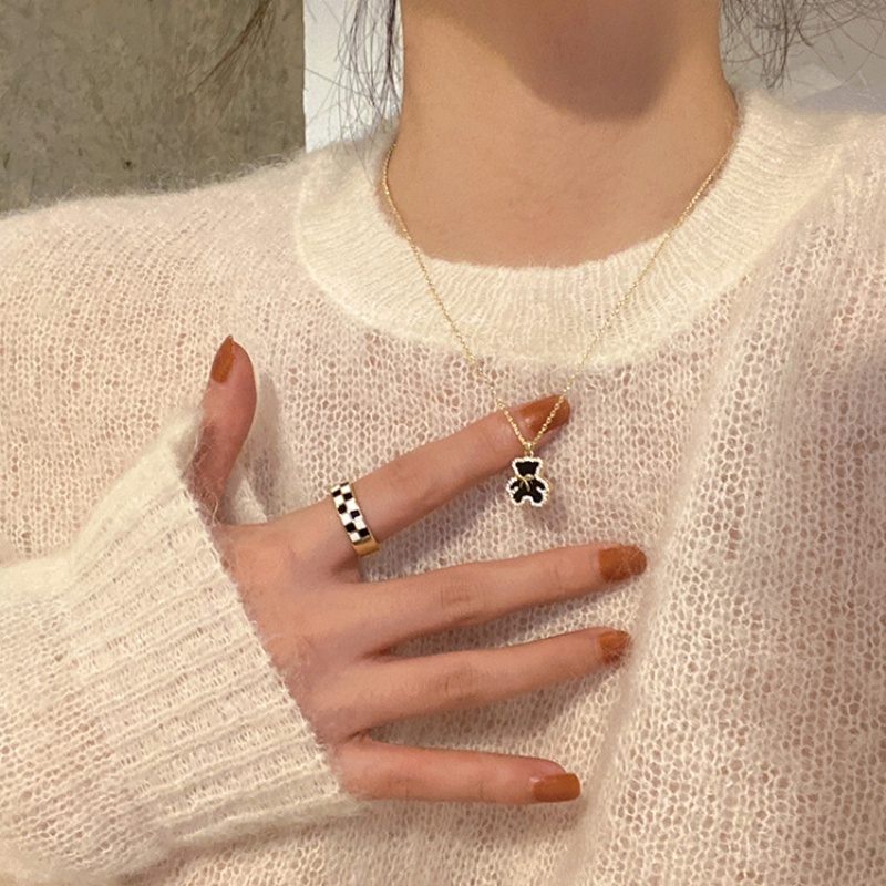 Winnie the Pooh Vòng cổ Hàn Quốc Vòng cổ dễ thương Vòng cổ nữ màu đen