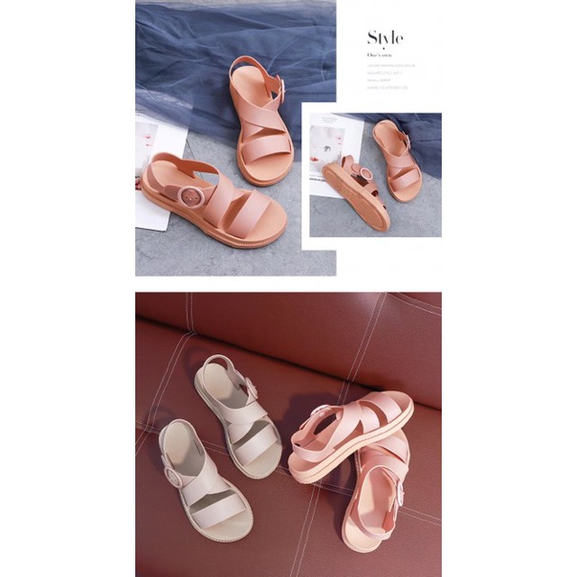 (Giày nữ boutique)Giày Sandal Nữ Nhựa Dẻo IDEP Đi Mưa Hapu (Đen, Hồng, Kem) - GL008