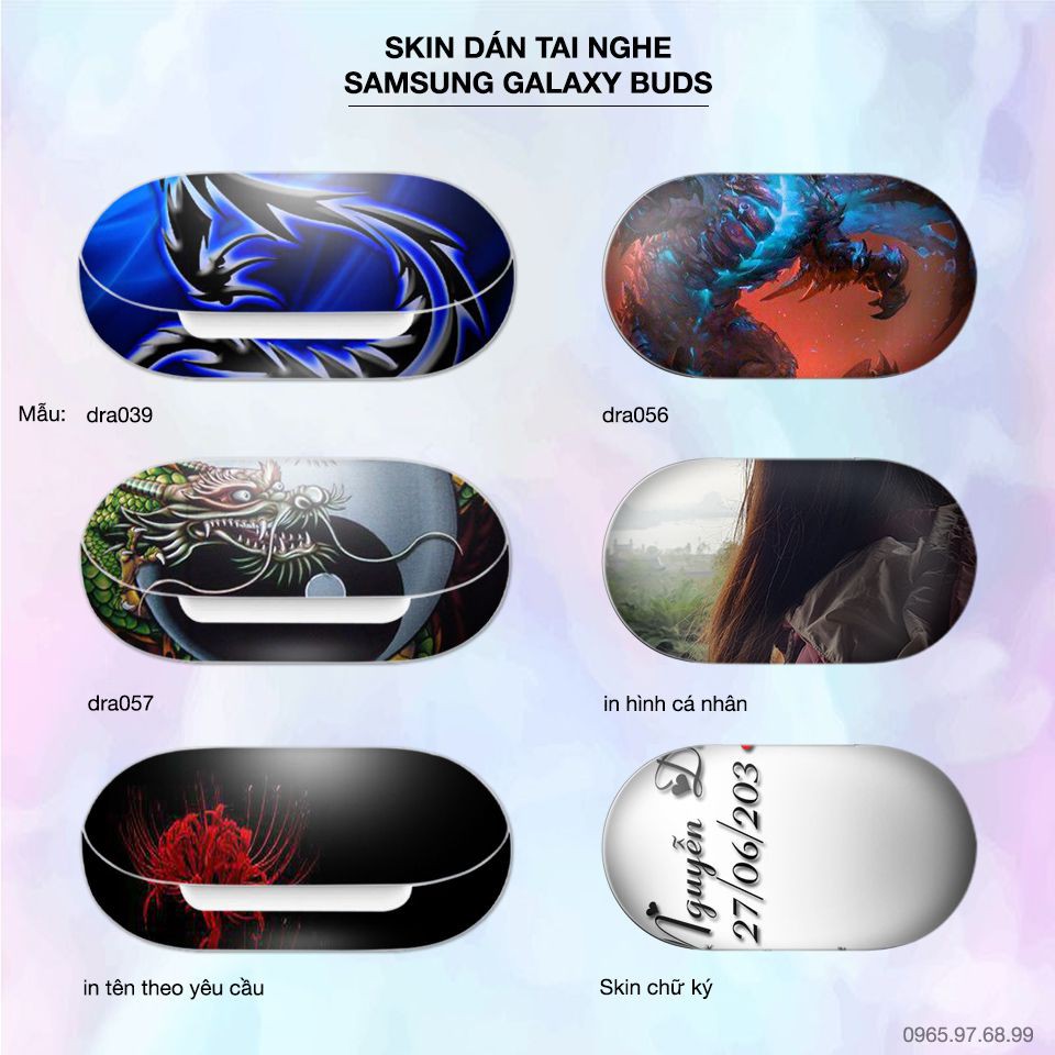 Skin dán tai nghe Samsung Galaxy Buds in hình Rồng Tribal Dragon
