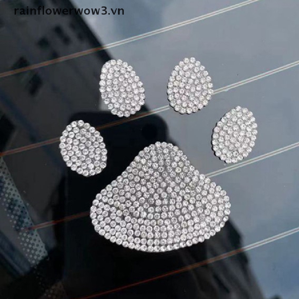 Miếng Dán Trang Trí Xe Hơi Hình Dấu Chân Bướm Đính Đá Lấp Lánh