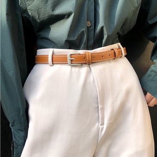 Thắt lưng da khóa vuông kim loại kiểu vintage cho nam và nữ