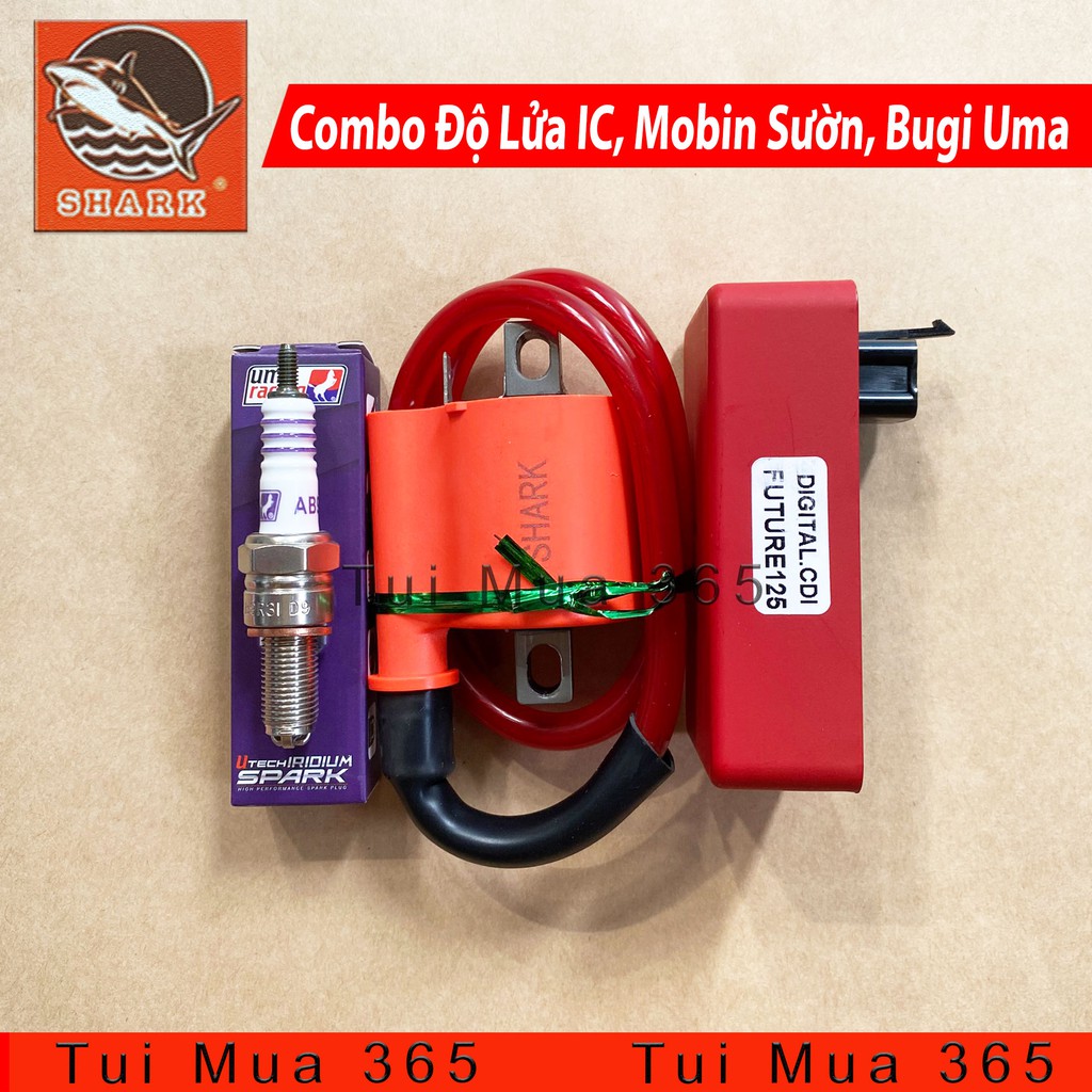 Combo Độ dàn lửa IC, Mobin, Bugi Uma cho Wave Alpha 110, Blade 110, Future 125 SHARK Malaysia