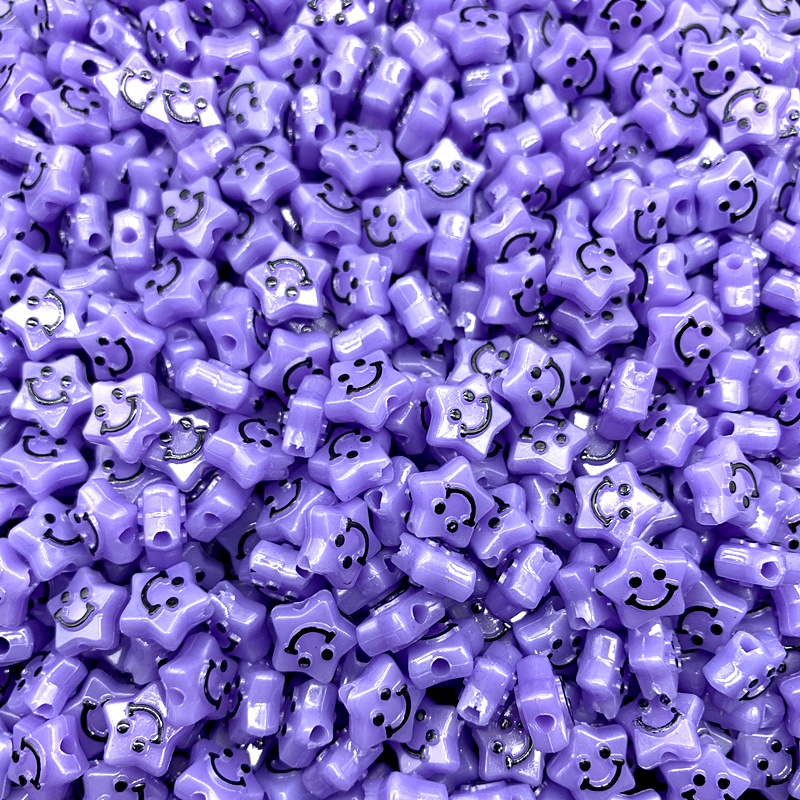 Bộ 50 Hạt Nhựa 12mm Hình Ngôi Sao Mặt Cười Dùng Làm Trang Sức