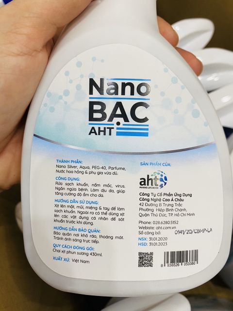 Nano Bạc AHT sản phẩm dạng nước xịt khử trùng,diệt khuẩn,nấm mốc 430ml